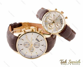 ساعت ست سیتیزن VIP بند چرم سه موتوره طلایی Citizen-3317-S