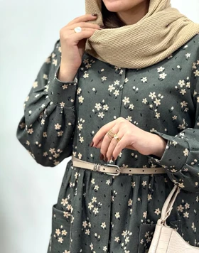 پیراهن مانتویی پاییزه طرحدار آیسو سانیا