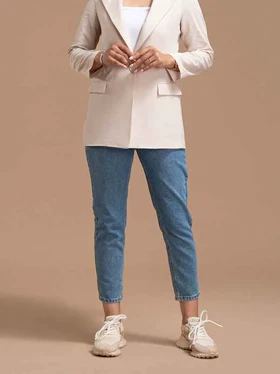 کت زنانه لینن یقه انگلیسی لایی کشی کژوال ترمه