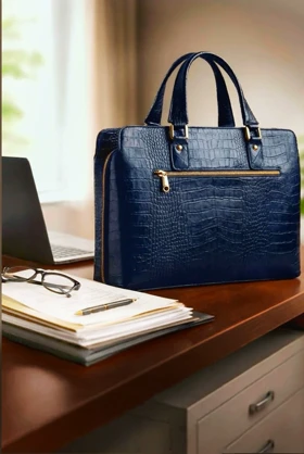 کیف زنانه تمام چرم طبیعی گاوی(سرمه ای)