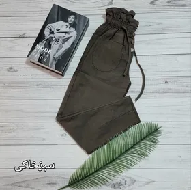 حراج شلوار مام فیت جیب گرد کتان زنانه