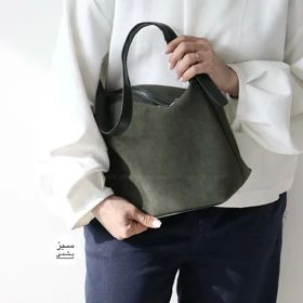 کیف دوشی و بزرگ زنانه مدل الفن جیر (سبز یشمی)