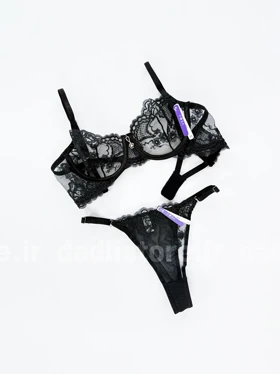 ست شورت و سوتین فنر دار تور مشکی