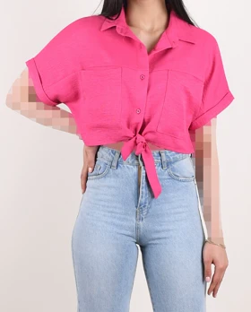 شومیز رنگی جلو گره‌ای