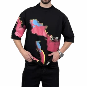 تیشرت آستین کوتاه مردانه مشکی دونخ مدل MAP