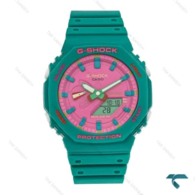 ساعت کاسیو جیشاک GA-2100 مردانه سبز صورتی Casio-7328-G