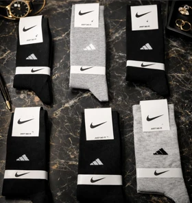 جوراب ساق بلند مردانه 12 جفتی برند نایکی نخی فری سایز