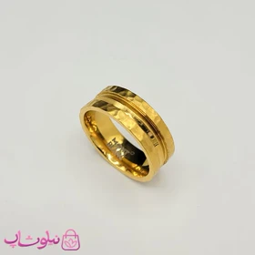 انگشتر مردانه مون بلان مدل خط‌دار طلایی کد 460