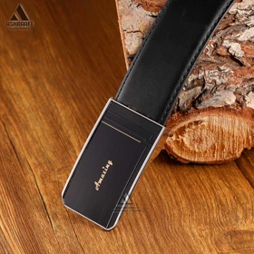 کمربند مردانه Leather Belt BL45 (نقره‌ای)