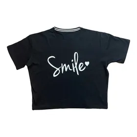 کراپ تیشرت طرح smile