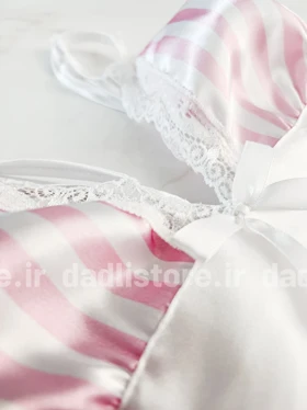 ست لباس خواب نیم‌تنه و شورتک ساتن طرح ویکتوریا سکرت
