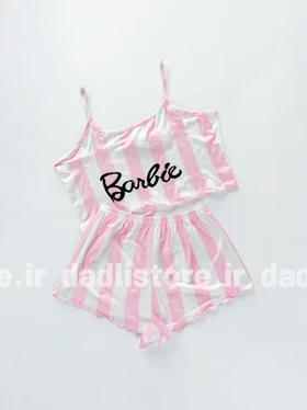 ست لباس خواب تاپ و شورتک نخ پنبه طرح باربی