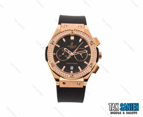 ساعت هابلوت زنانه سه موتوره نگین‌دار مشکی Hublot-2594-L