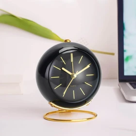 ساعت رومیزی عقربه ای چراغ دار مدل آلارم کلاک فلزی