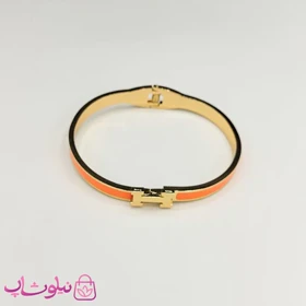 دستبند باریک زنانه هرمس استیل رنگ نارنجی طلایی کد 270