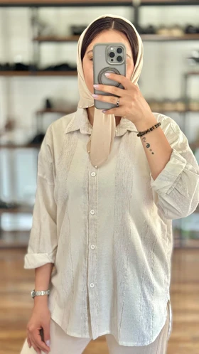 شومیز لینن لمه‌دار