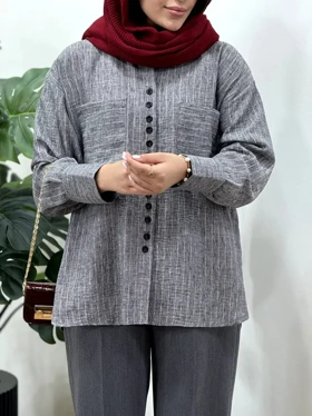 تونیک مانتویی دکمه دار شمیم