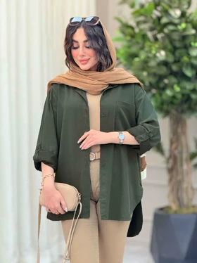 مانتو کتان بغل سه دکمه