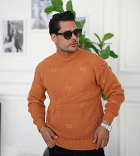 پلیور بافت شتری یقه گرد فری سایز ضخیم شیک و ترند اولد مانی 2025