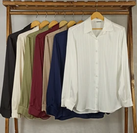 شومیز ساتن ریلی جلو دکمه(SN-4-11-6044) (سفید)