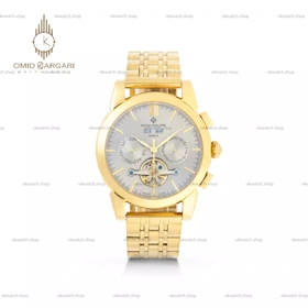 ساعت مچی پتک فیلیپ فول دیت بند طلایی صفحه طوسی Patek Philippe