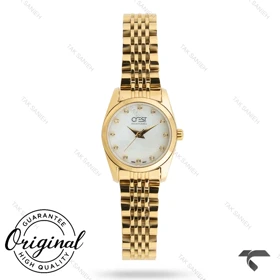 ساعت کرست زنانه 6368-4 صفحه سفید بند طلایی Crest-11191-L