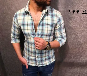پیراهن آستین بلند مردانه رنگ سبزابی