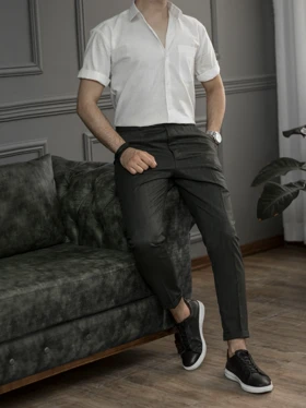 پیراهن لینن سفید آستین کوتاه sh116