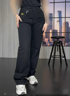 شلوار جین مشکی نیم بگ