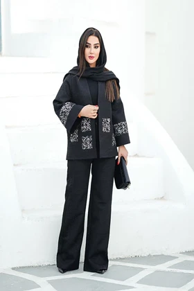 کت و شلوار زمستانه ژاکارد تیکه دوزی