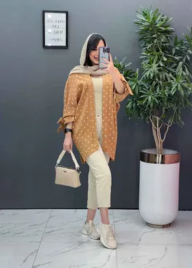 مانتو پانچ طرح دار آستین بند دار