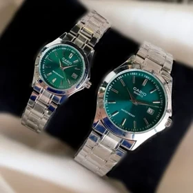 ساعت ست مردانه زنانه کاسیوcasioبند استیل نقره ای