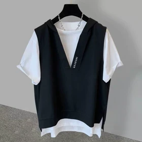 تیشرت کللاه دار دوتیکه چسبیده