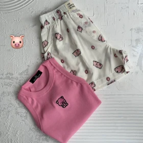 ست شلوارک و کراپ طرحدار