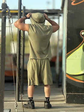 ست هودی و شلوارک نیم زیپ NIKE سبز