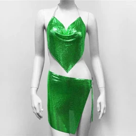 ست تاپ و دامن دیسکویی سبز برند ویتاریتا کد 446