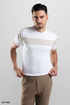 تیشرت مردانه یقه گرد بافت اولد مانی