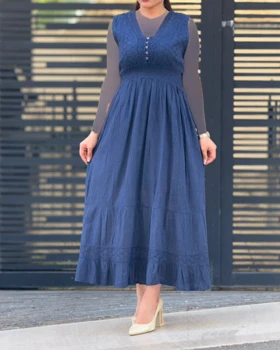 سارافون سلن آستین حلقه‌ای 6887 (سرمه ای)