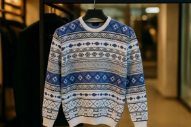 ژاکت بافت باکسی مردانه طرح گلیم - استایل جدید وینتیج کد 7