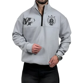 دورس مردانه یقه نیم زیپ طوسی طرح NC