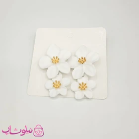 گوشواره زنانه پینترستی مدل گل سفید مات کد 1491