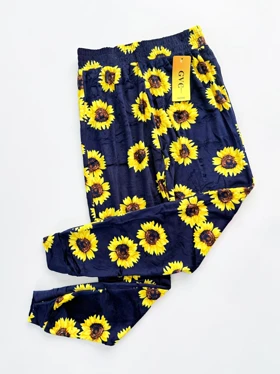 شلوار مخمل استیکردار طرح آفتابگردان