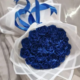 گل رز جاودان 14 شاخه رنگ آبی