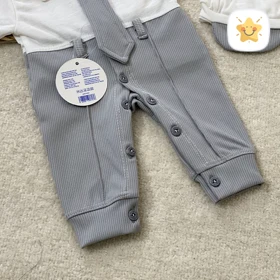 ست 2 تکه سرهمی نوزادی پسرانه کراوات دار SHAHIN