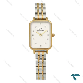 ساعت دنیل ولینگتون زنانه مستطیلی دورنگ طلایی ایندکس نگین DW-8926-L