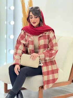 پالتو چهارخونه تک جیب تیبا