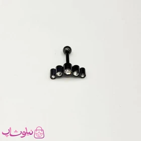 پیرسینگ گوش رنگ مشکی مدل تاج پنج نگین کد 110