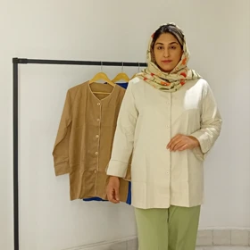 مانتو مزونی کتان شاینی
