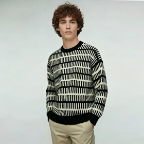 بافت یقه گرد راه راه(90261)