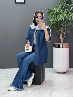 مانتو جین بهاره جلو دکمه